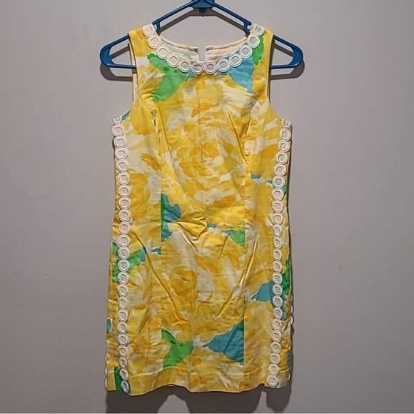 Lilly Pulitzer yellow rose Mila shift dress sz 2 - Picture 5 of 5